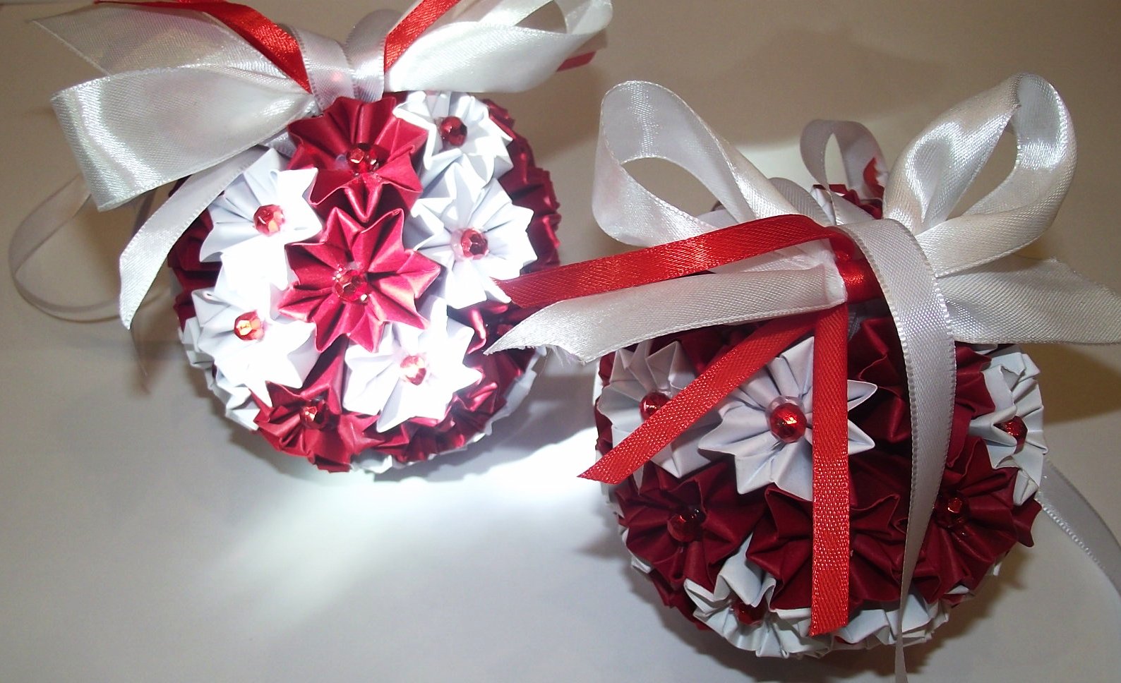 Bombki Ręcznie Robione Jak Zrobić BOMBKI ORIGAMI Ręcznie robione ozdoby na choinkę - 7073165535