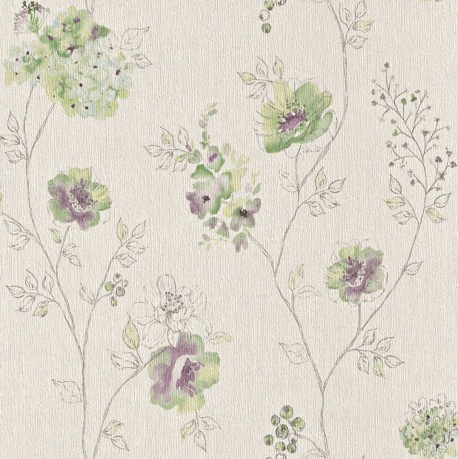 TAPETA WINYLOWA RASCH TAPETY AMELIE ZIELONE KWIATY