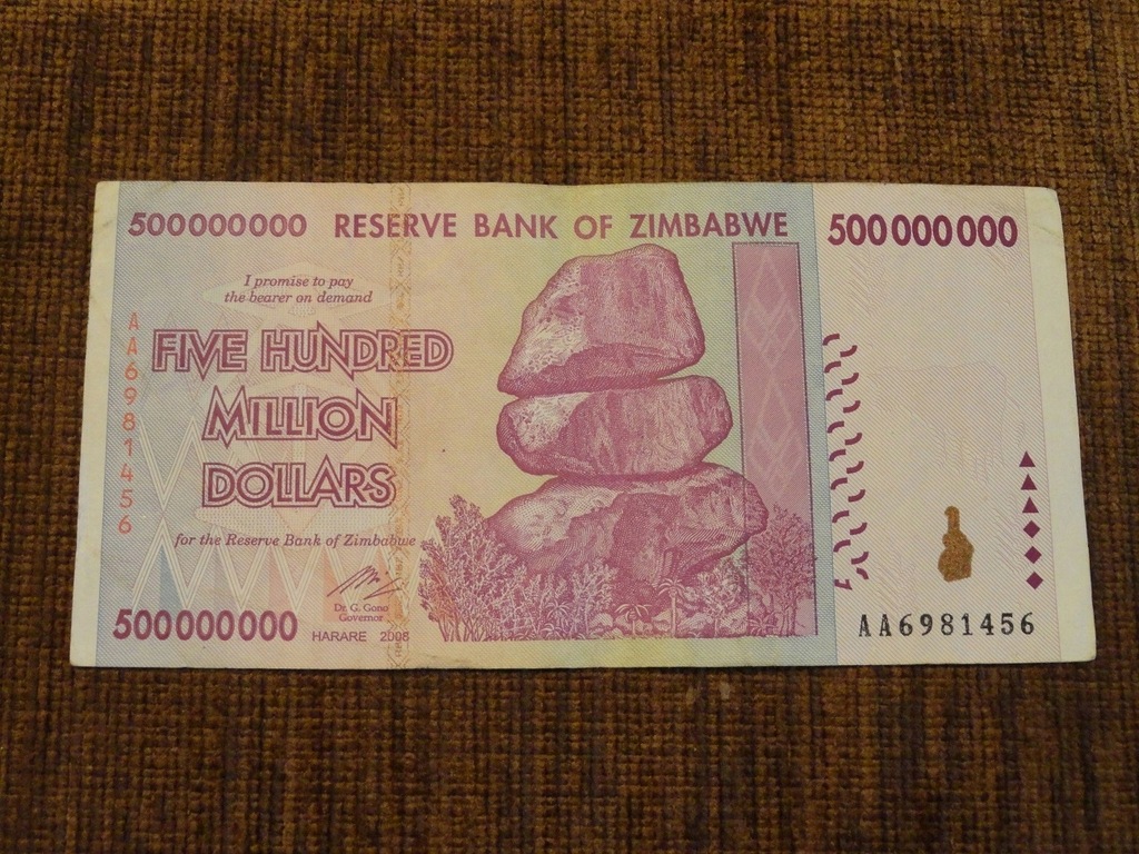 ZIMBABWE 500 000 000 DOLARÓW