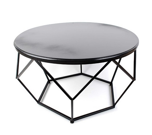 Druciany stolik kawowy HENRI 71 cm czarny