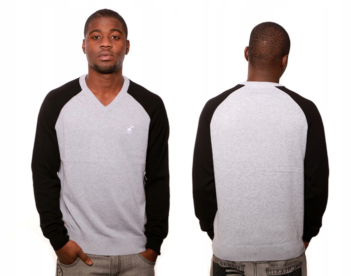 -50% Sweter XL LRG CC Raglan V Sweater szary bluza