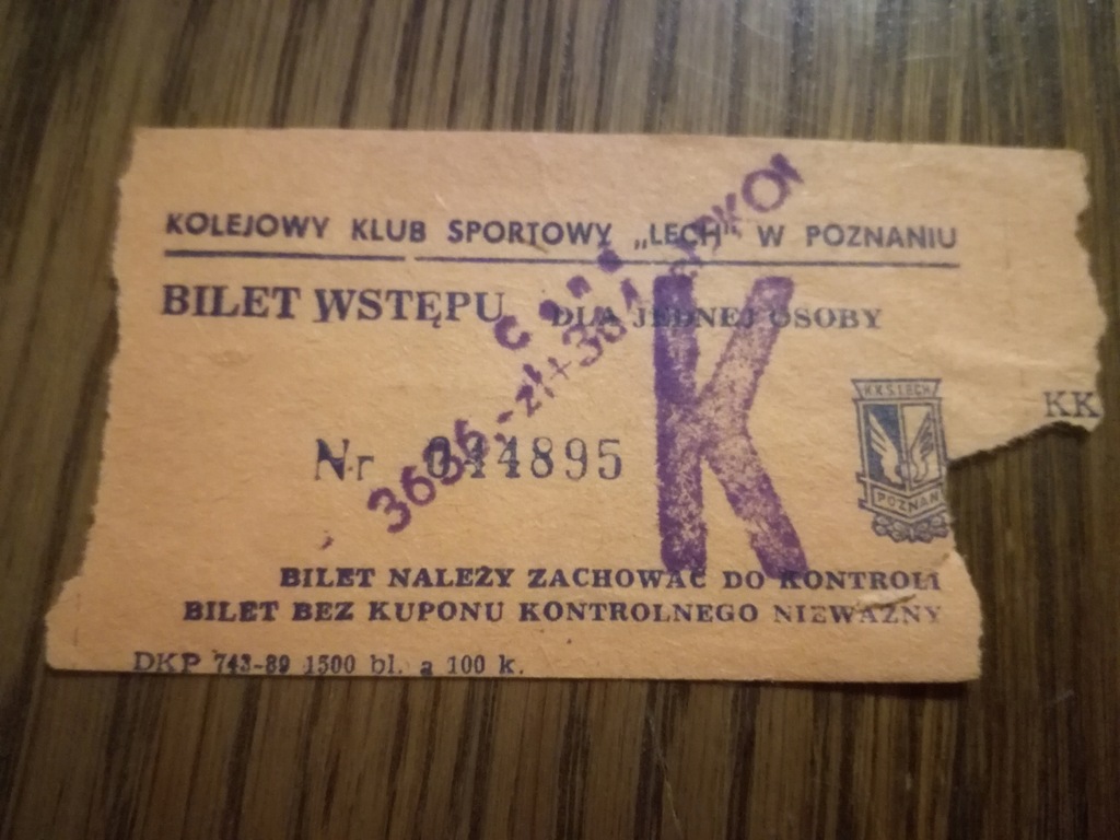 bilet Lech Poznań - GKS Katowice 21.04.1990