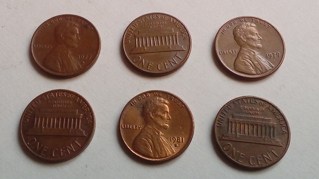 MONETA 1 ONE CENT AMERYKAŃSKI USA 1977 - 1982