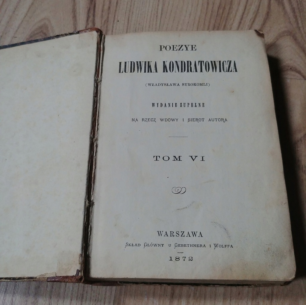 Stara Książka Poezye Ludwika Kondratowicza