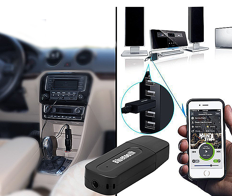 ADAPTER ODBIORNIK BLUETOOTH USB TRANSMITER AUX JAC 7359641263