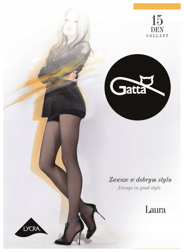GATTA rajstopy LAURA 15 DEN NERO klasyczne 5-XL
