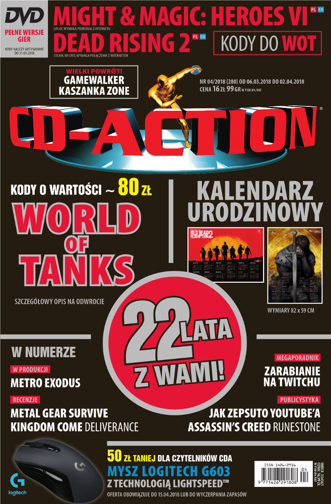 4/2018 CD-ACTION KODY DO WOT Z GAZETĄ