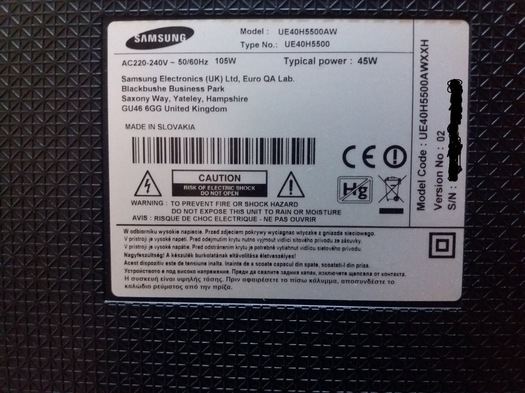 Telewizor samsung ue40H5500AWXXH   używany,