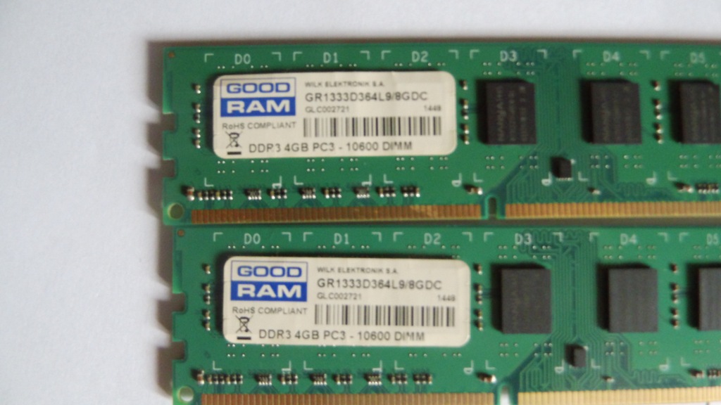 Pamięć RAM 8GB -2x4gb DDR3 1333MHz Cl9 GOODRAM