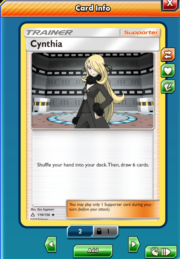 Pokemon Karta Online - CYNTHIA 119/156