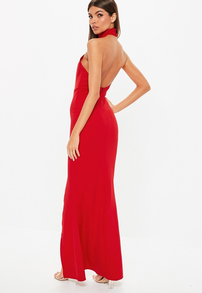 długa czerwona sukienka , maxi, missguided - 7747284561 - oficjalne  archiwum Allegro