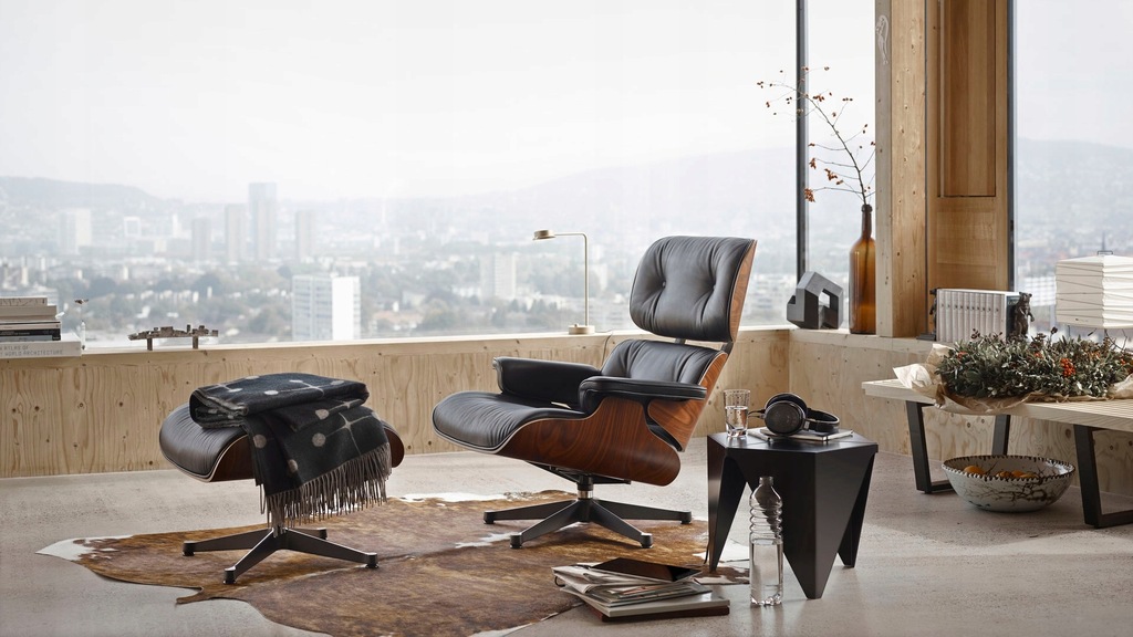 VITRA Oryginalny fotel+otomana EAMES LOUNGE CHAIR