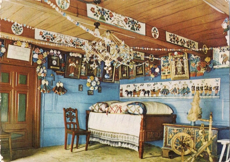 ZŁAKÓW BOROWY - WNĘTRZE CHATY ŁOWICKIEJ - 1965R