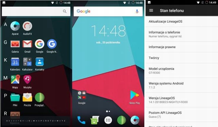 Samsung galaxy S3 i9300 system Lineage OS 7.1.2