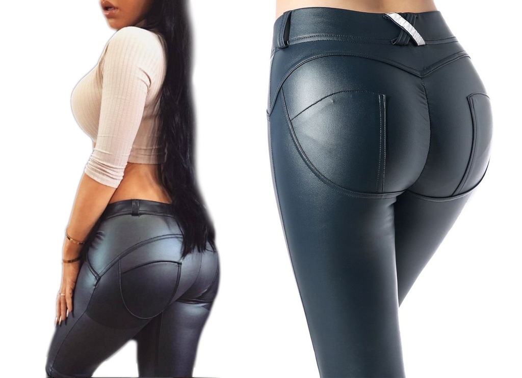 LEGGINSY PUSH-UP MODELUJĄCE EKO SKÓRA LATEX SEXY
