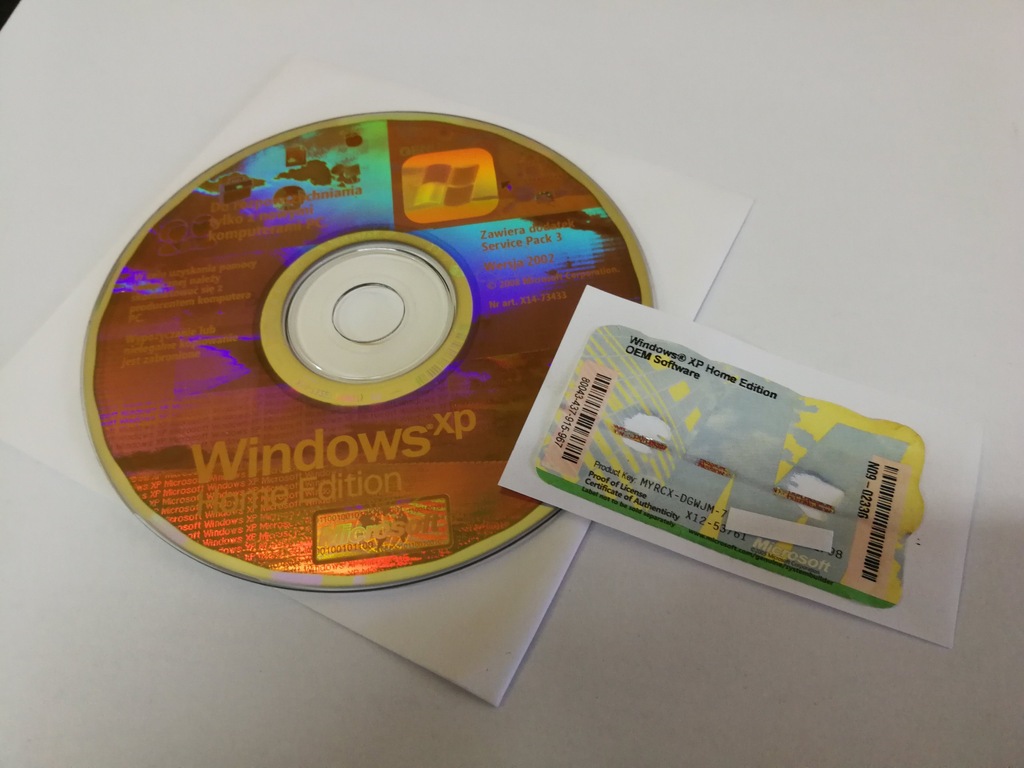 Oryginalny Windows XP Home Edition COA PL + Płyta