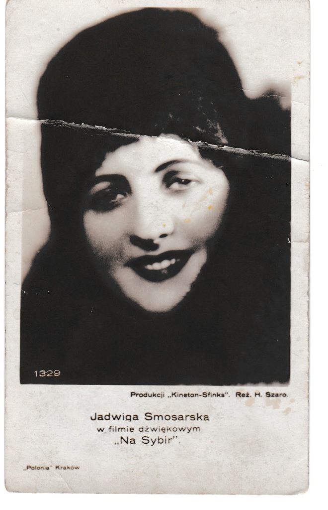 Pocztowka , b/o , aktorka J. Smosarska .