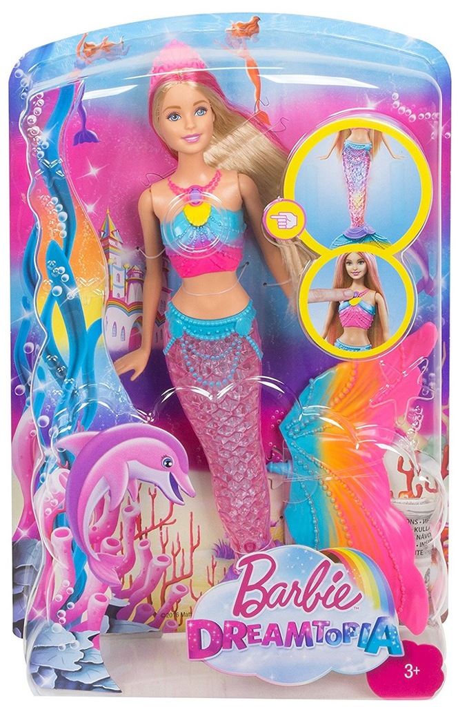 LALKA BARBIE TECZOWA SYRENKA BARBI SWIECACA DHC40
