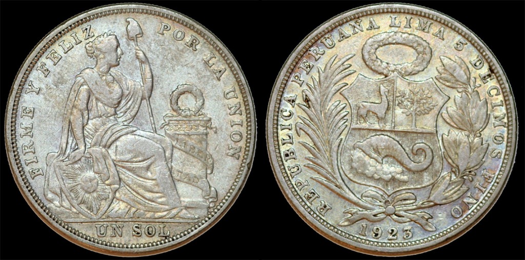 1 sol 1923 Peru srebro