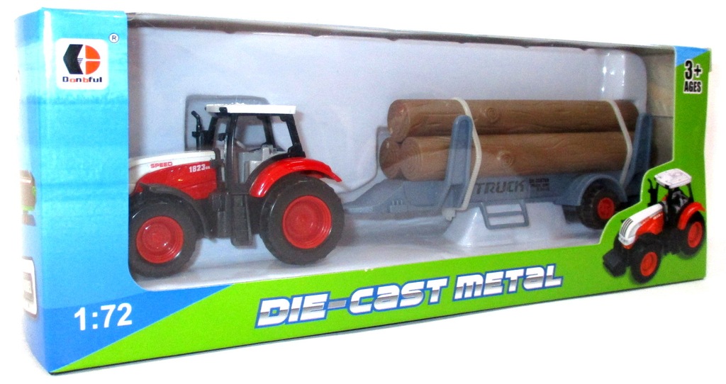 Traktor Farmer Car z przyczepą Die-Cast Metal