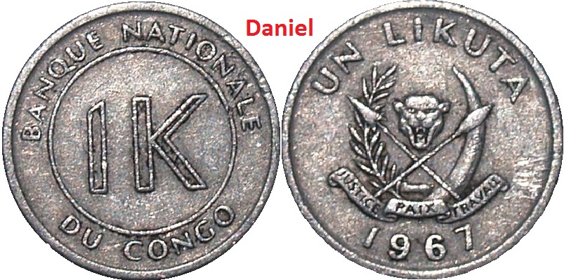 1 likuta z 1967 roku z Konga