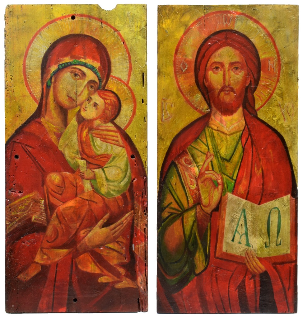 Komplet Ikon Jezus Madonna z Dzieciątkiem 57x26 cm
