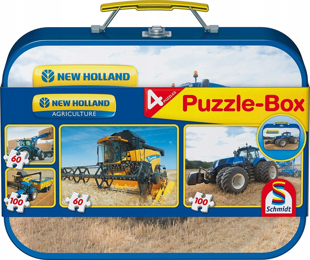 PUZZLE NEW HOLLAND 4X W METALOWEJ SKRZYNCE SCHMIDT