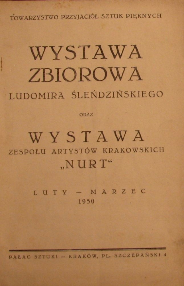 1950.WYSTAWA ZBIOROWA .LUDOMIR ŚLENDZIŃSKI NURT