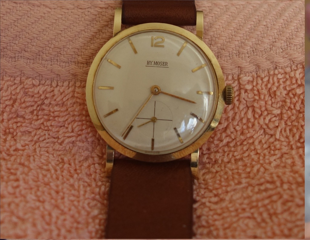 ZEGAREK - HY. MOSER - ZŁOTO 14 K. - ŚR. OK 32mm - 7345089031 ...