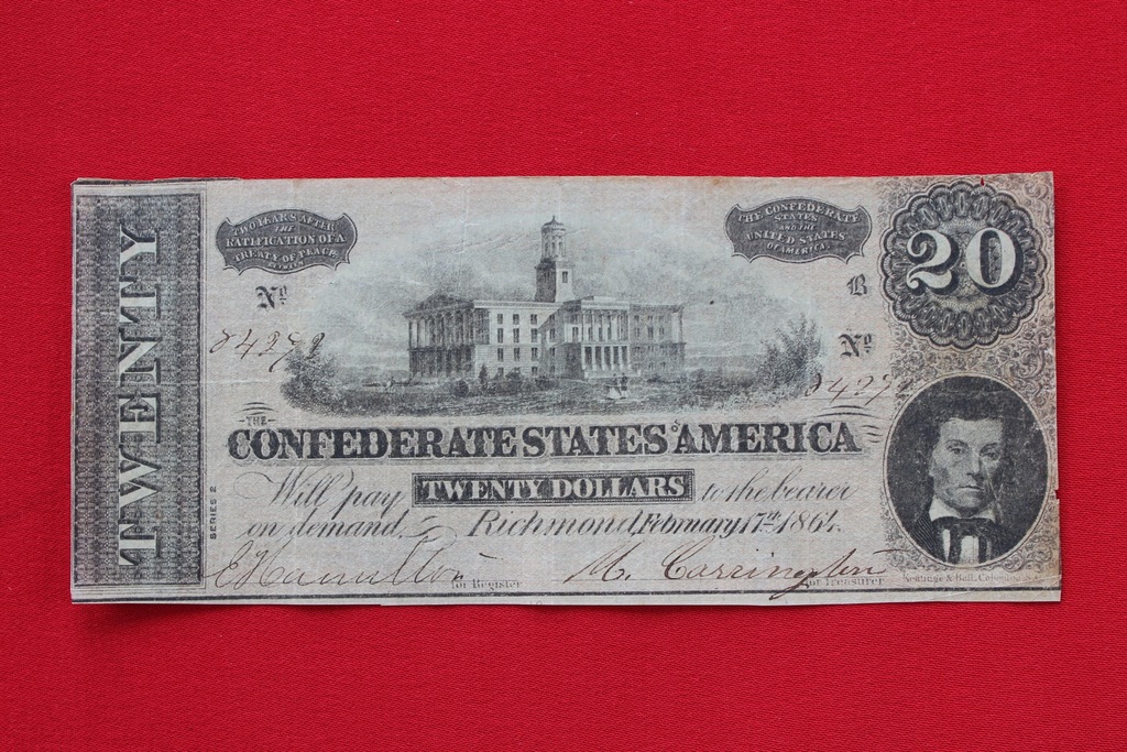 Banknot USA 20 dolarów 1854 Richmond seria B
