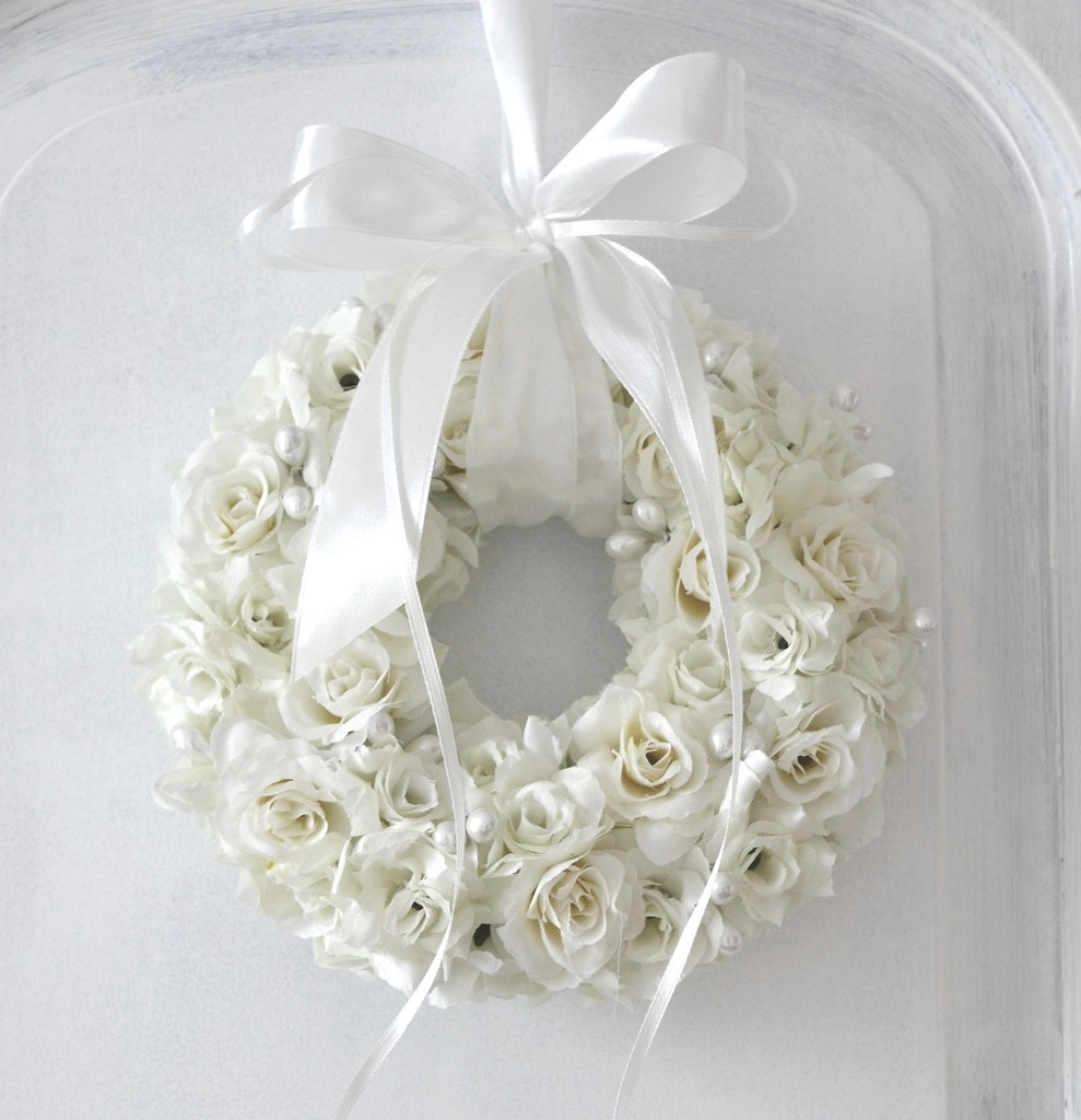 WIANEK na drzwi dekoracja wesele białe  różę  20 