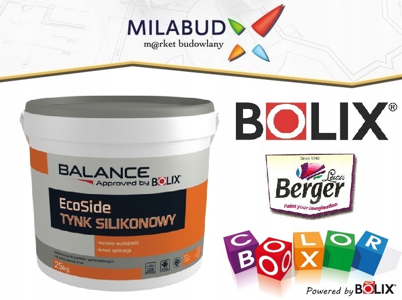Bolix tynk silikonowy opak. 25kg jasne kolory