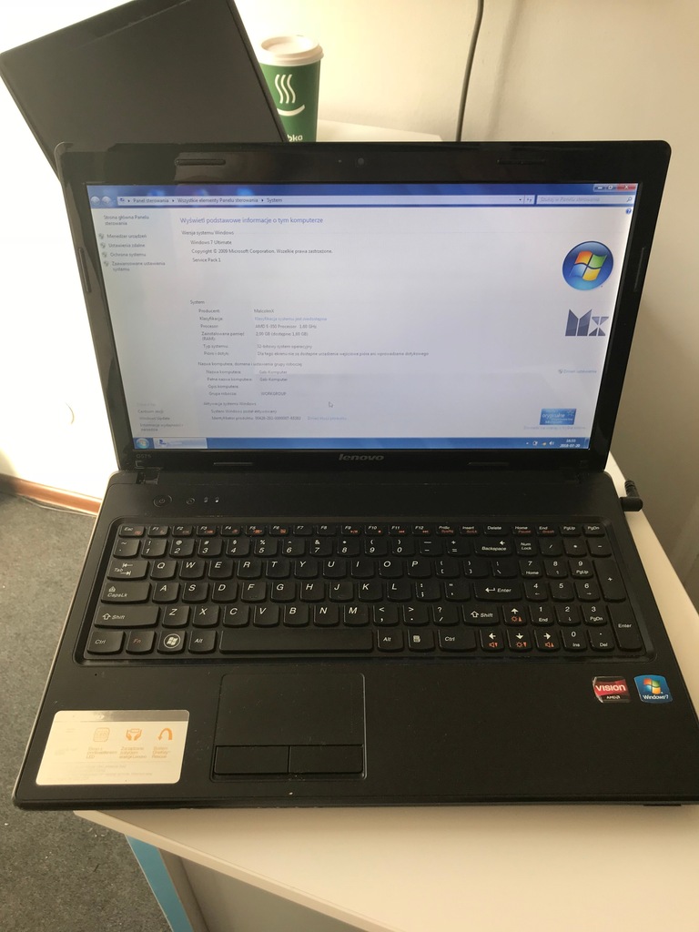 LAPTOP LENOVO G575 ! USZKODZONY !
