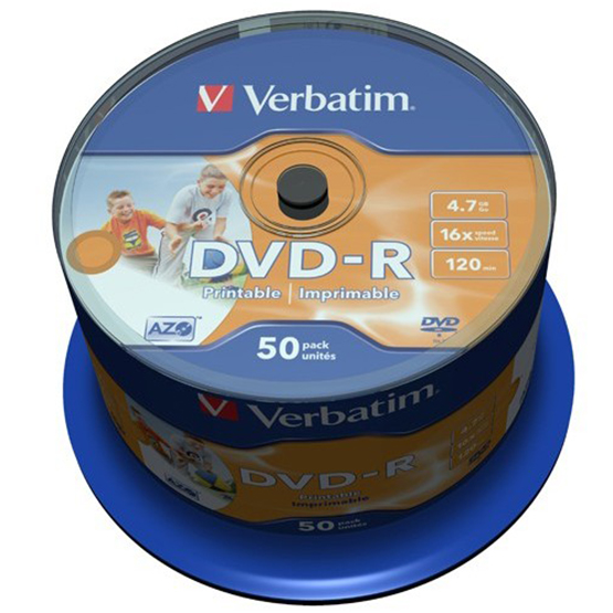 Płyty DVD-R Verbatim 4,7GB PRINTABLE cake 50szt