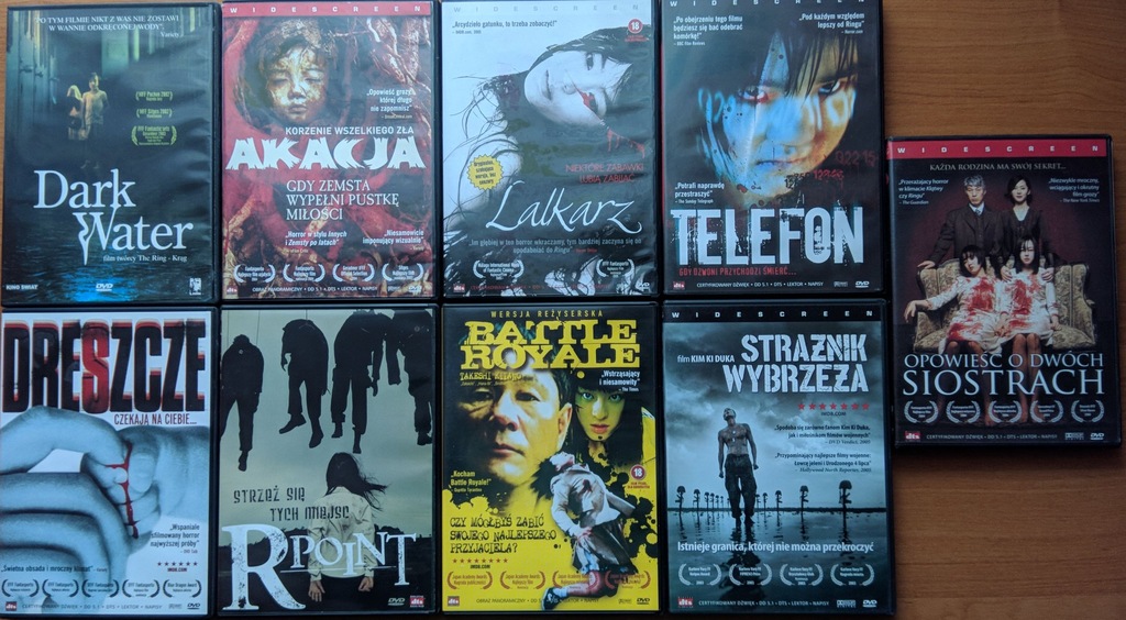 9 filmów, horror azjatycki na DVD