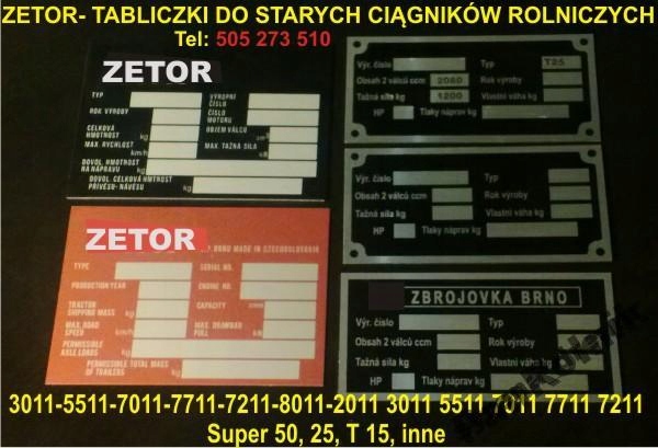 ZETOR TABLICZKA ZNAMIONOWA TABLICZKI (blaszka)