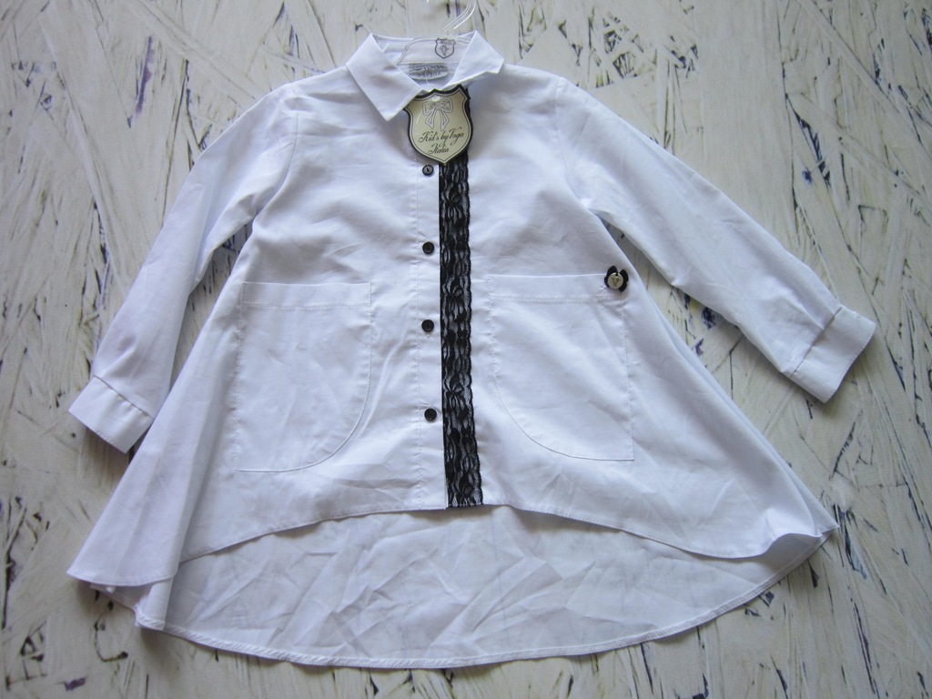koszula biała z czarnym haftem r 146/152