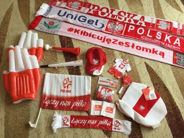 Zestaw kibica, gadżety, Polska Biało Czerwoni,