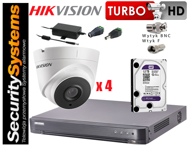 Zestaw HIKVISION 5Mpx 4 kamery, 1TB WD Purple !!!!