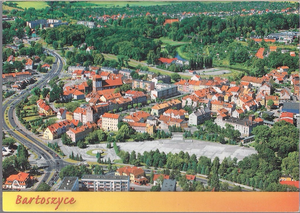 pocztówka BARTOSZYCE Panorama z lotu ptaka