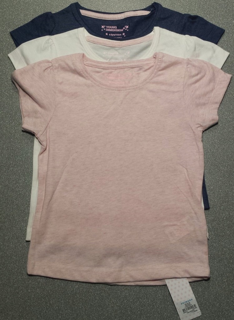 Primark koszulki 3PAK dla dziecka 4-5 lat 110cm
