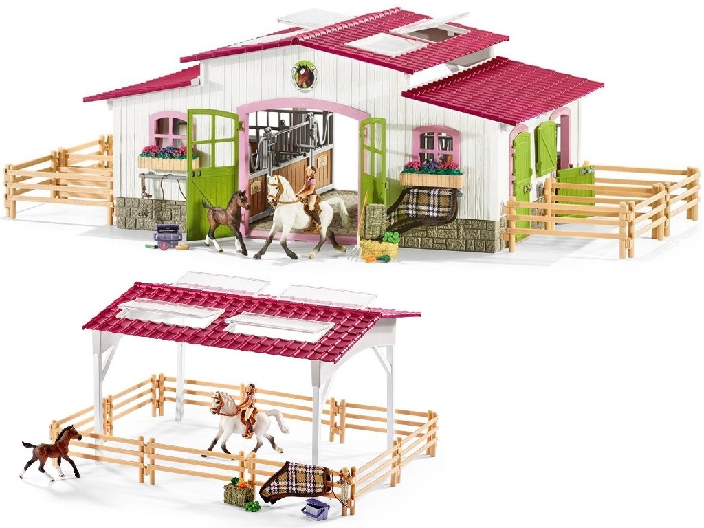 SCHLEICH STAJNIA DLA KONI + AKCESORIA RÓŻOWA 42344