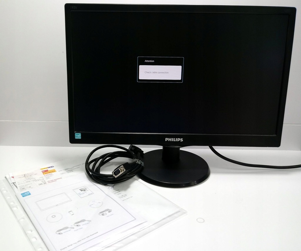 Monitor Philips 18.5'' LED 193V5L + okablowanie+ g