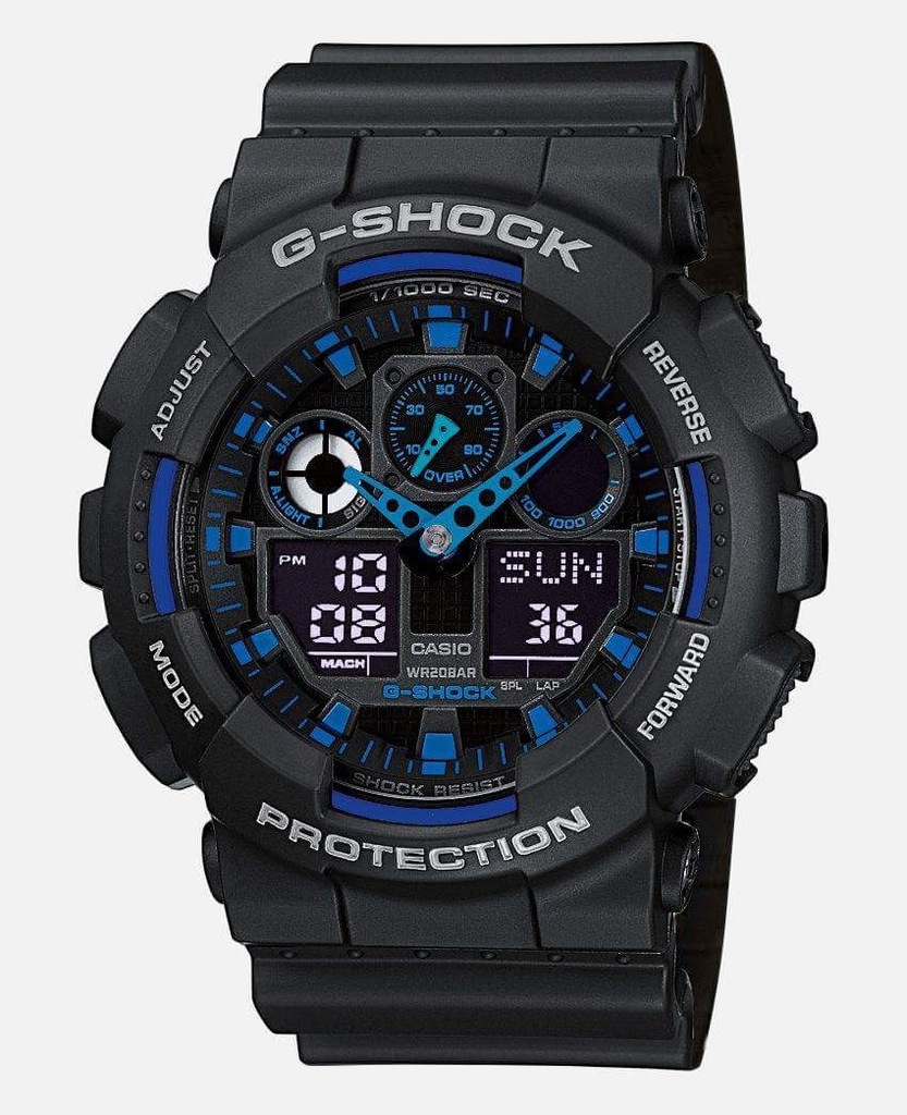 g shock ga 100 black blue