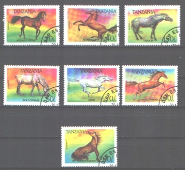 Znaczki Konie seria kas Tanzania 1993 rok
