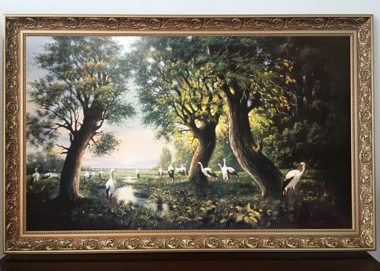 OBRAZ BOCIANY PEJZAŻ SEJM BOCIANI MALECKI 110X70CM