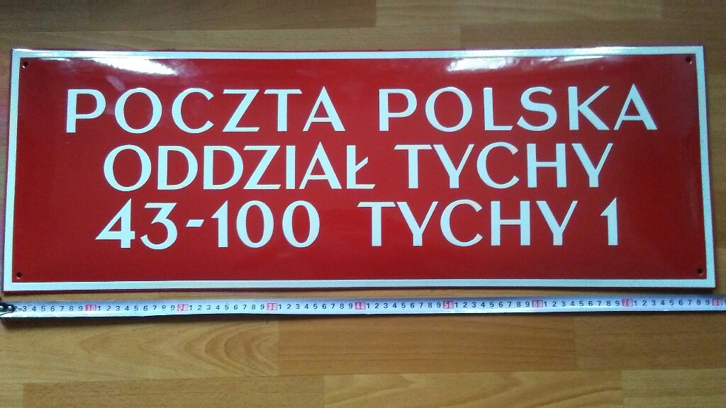 tablica emaliowana POCZTA POLSKA TYCHY 1