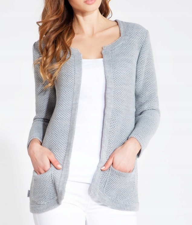 Fobya F228 Sweter Marynarka Damska Szara S/M