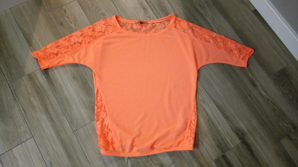 Bluzeczka pomarańczowa neonowa koronka r. S