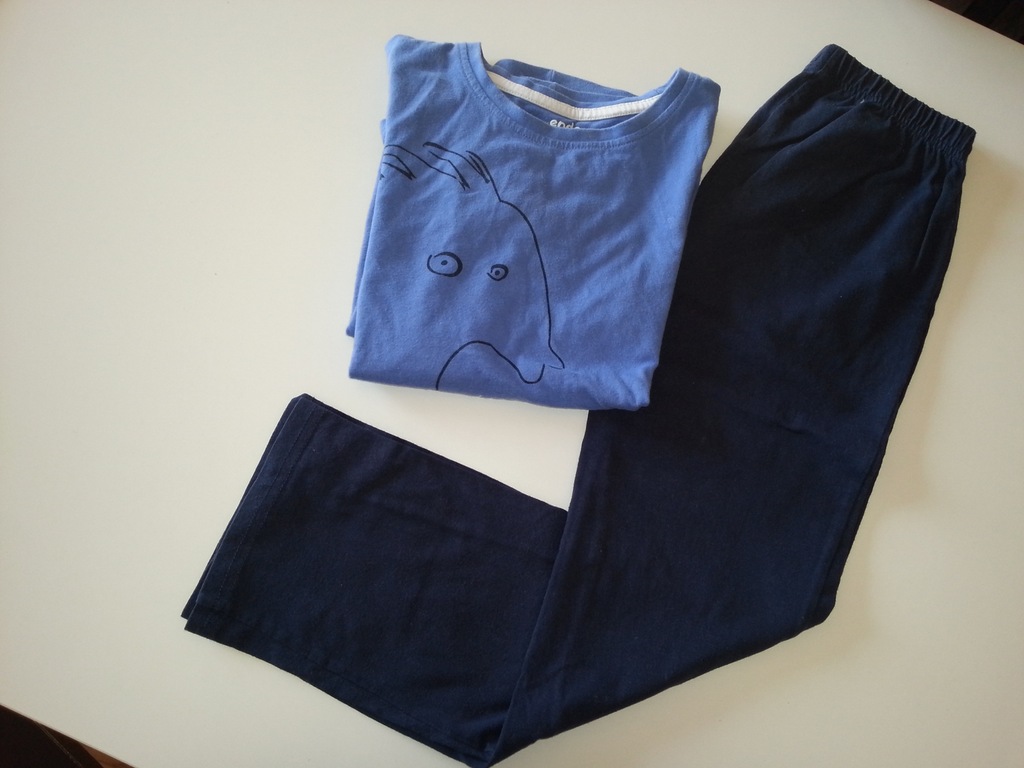 ENDO Piżamka spodnie+bluzka fajny napis 134/140